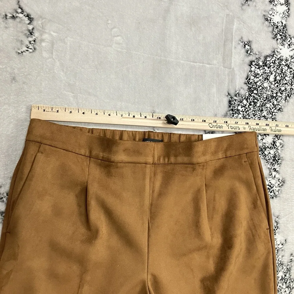 Ann Taylor The Easy Ankle Pants Womens Size XL Brown‎ Faux Suede High Rise NWT